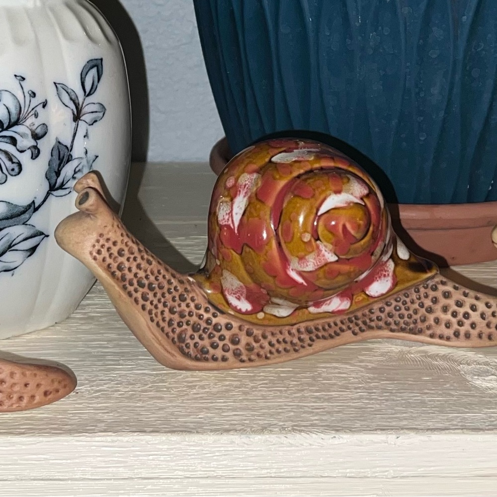 THE POTTING SHED SNAIL FIGURINES LOT OF 3 VTG CERAMIC GLAZED - Picture 2 of 8